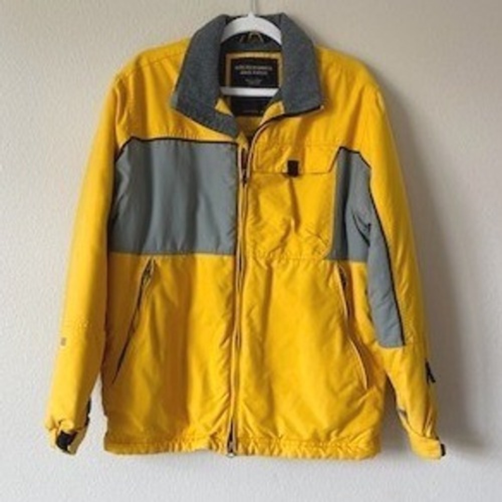 Vintage Abercrombie & Fitch A92 Yellow Grey Mountain Jacket Mens Small 90s